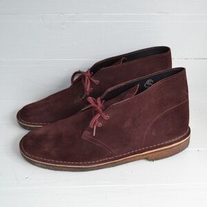 Clarks Originals Bushacre 2 Bordeaux Chukka Shoes Men's 10.5 M Maroon Red Suede